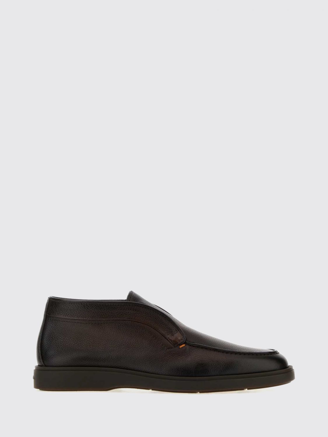 SANTONI Tumbled Leather Desert Boots with Raised Apron Toe