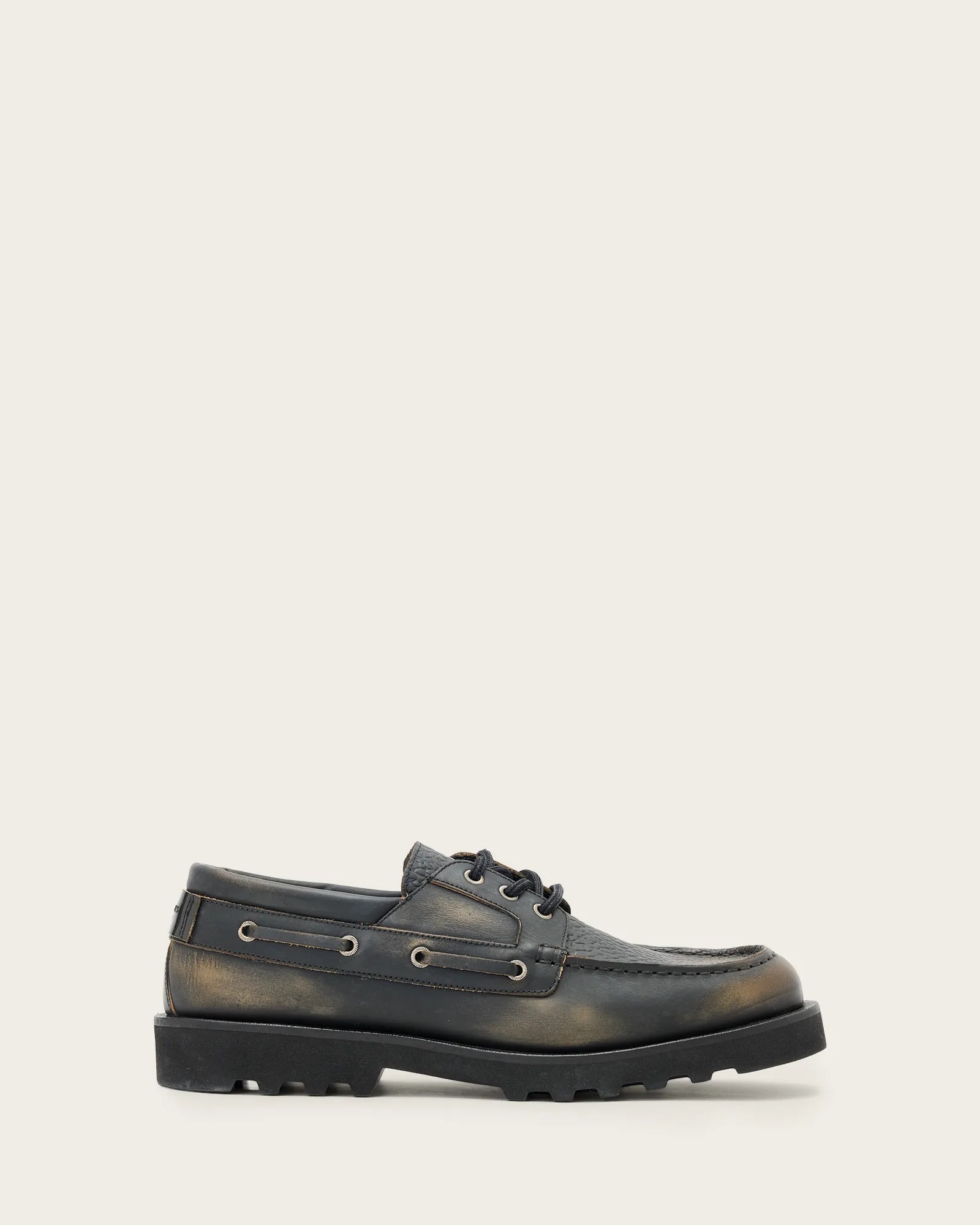 AllSaints Men’s Skiff Leather Boat Shoes, Size: 9