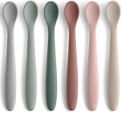 6 Piece Infant Silicone Spoons Soft Tip Baby Utensils, Easy on Gums, Dishwasher Safe 6 Piece Infant Silicone Spoons Soft Tip Baby Utensils, Easy on Gums, Dishwasher Safe