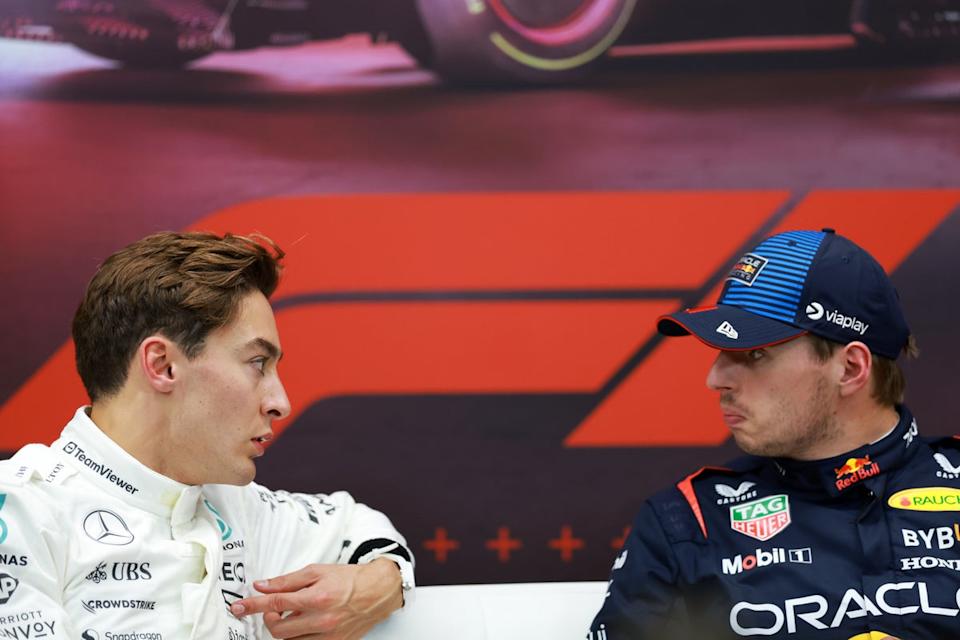 Max Verstappen sends expletive-laden message to George Russell after penalty incident Max Verstappen sends expletive-laden message to George Russell after penalty incident