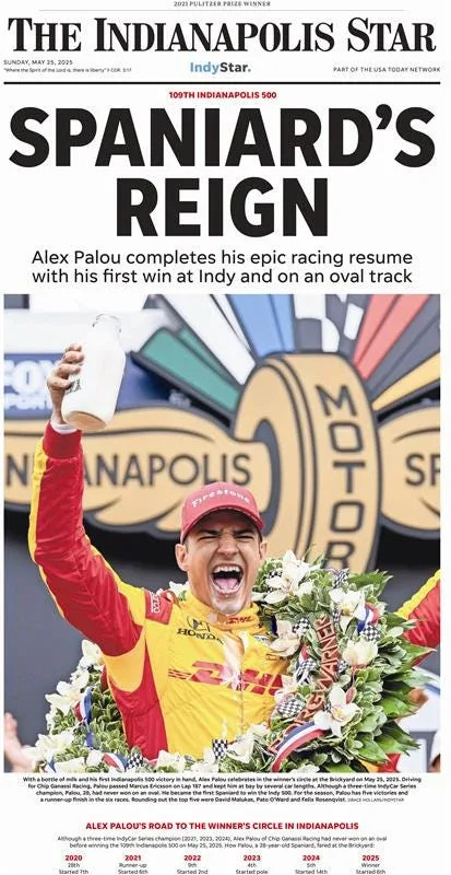 Have fun Alex Palou’s first Indianapolis 500 victory with a commemorative web page print Have fun Alex Palou’s first Indianapolis 500 victory with a commemorative web page print