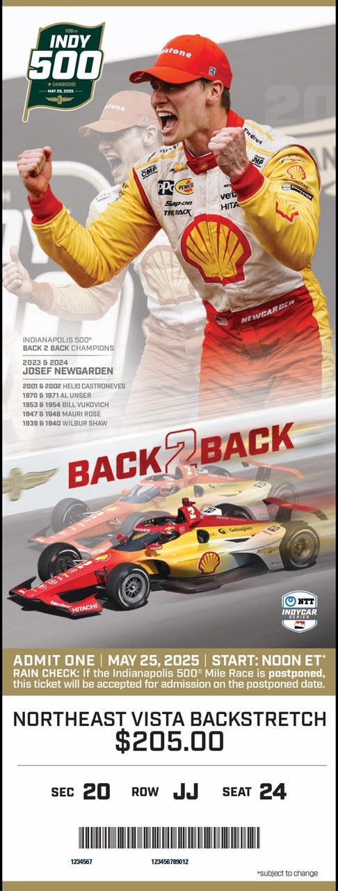 Josef Newgarden, Doug Boles unveil 2025 Indy 500 ticket at Indianapolis Worldwide Airport Josef Newgarden, Doug Boles unveil 2025 Indy 500 ticket at Indianapolis Worldwide Airport