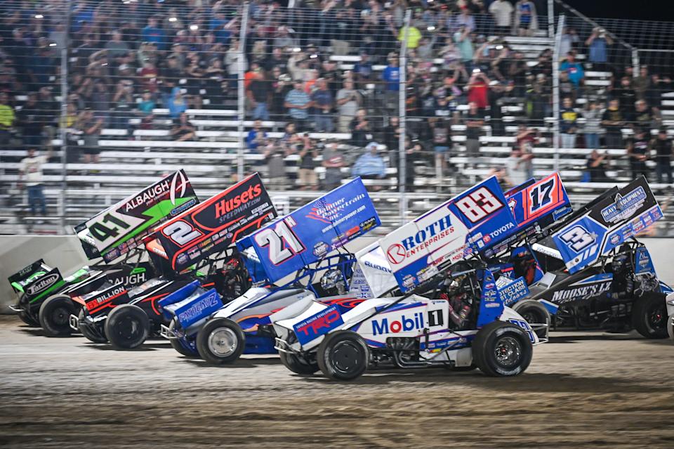 World of Outlaws cranks at Volusia. NASCAR star Christopher Bell aboard in Barberville World of Outlaws cranks at Volusia. NASCAR star Christopher Bell aboard in Barberville