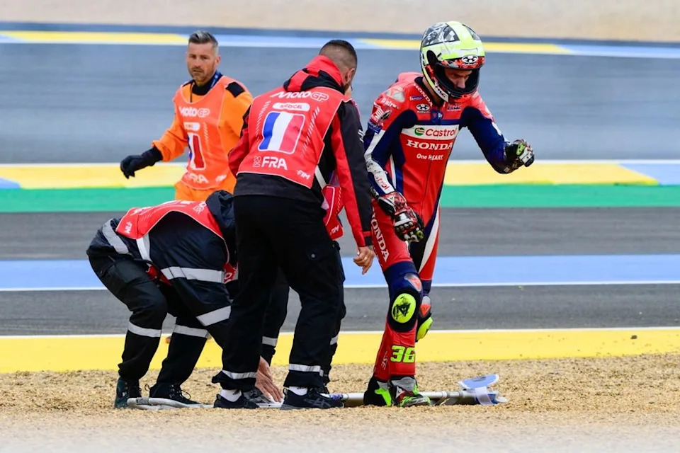 Joan Mir suffers fracture after French GP collision with Francesco Bagnaia Joan Mir suffers fracture after French GP collision with Francesco Bagnaia
