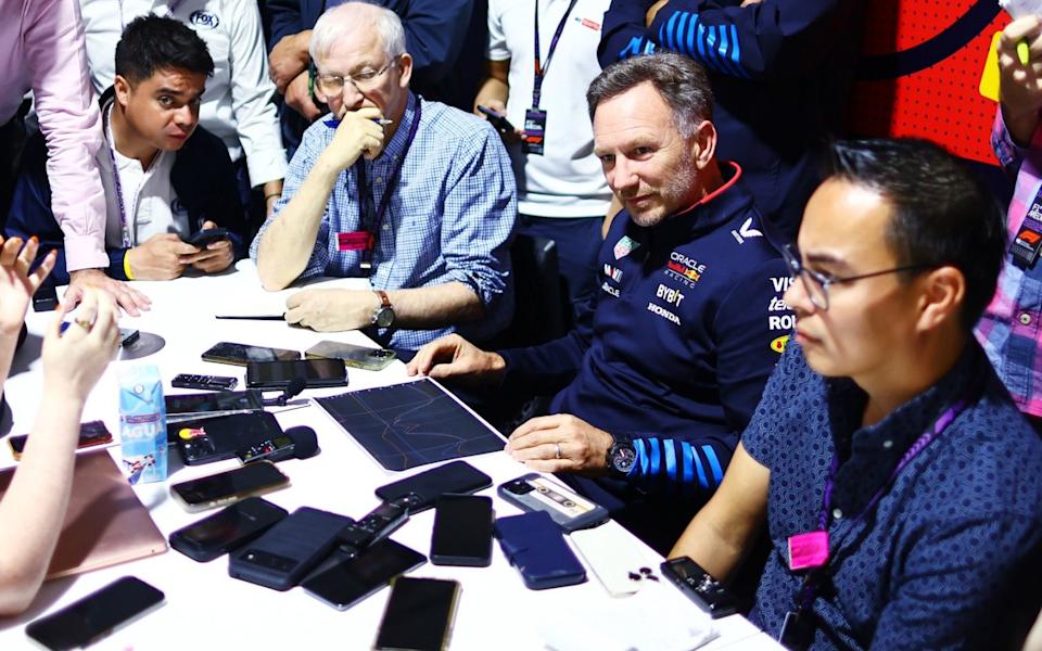Christian Horner presents file of ‘proof’ to media to argue towards Max Verstappen penalties Christian Horner presents file of ‘proof’ to media to argue towards Max Verstappen penalties
