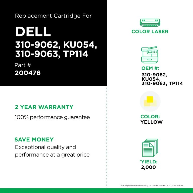 Clover Imaging Non-OEM New High Yield Yellow Toner Cartridge for Dell 1320