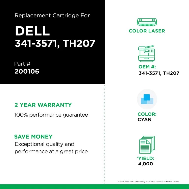 Clover Imaging Non-OEM New High Yield Cyan Toner Cartridge for Dell 3010