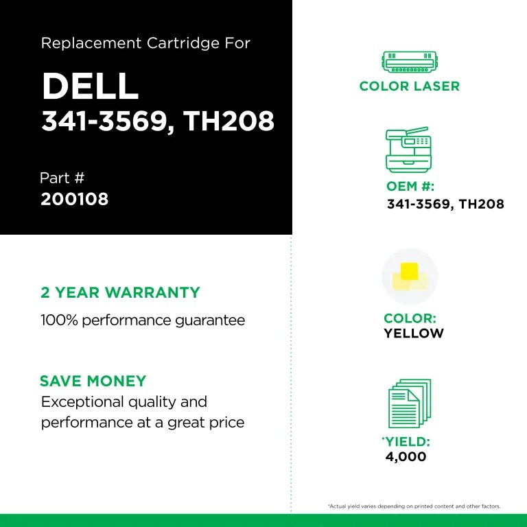 Clover Imaging Non-OEM New High Yield Yellow Toner Cartridge for Dell 3010
