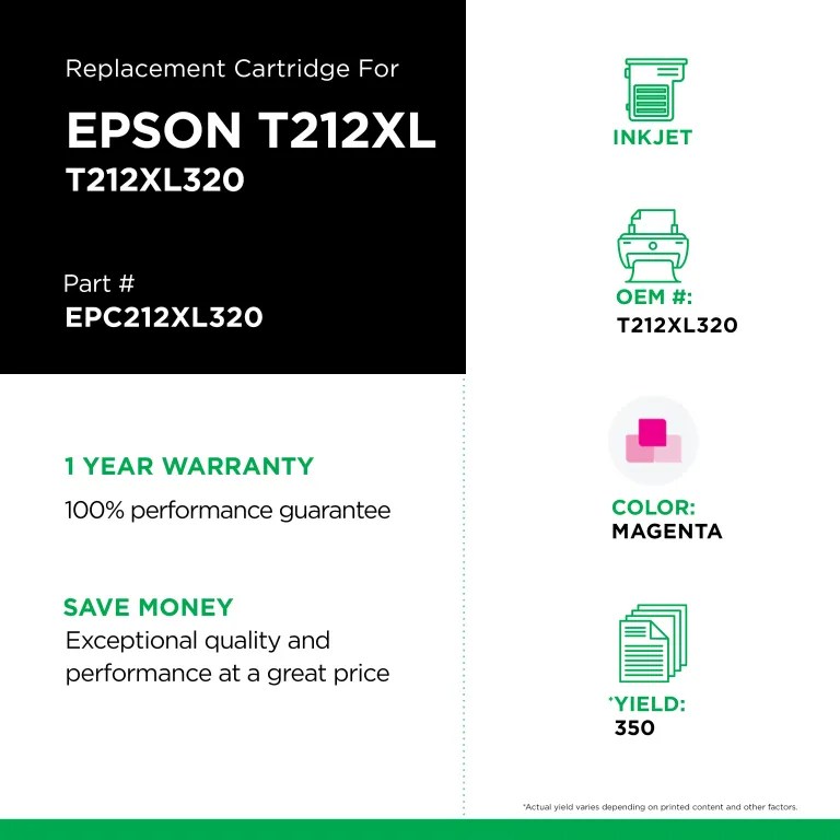 EPC Remanufactured High Capacity Magenta Ink Cartridge for Epson T212XL320