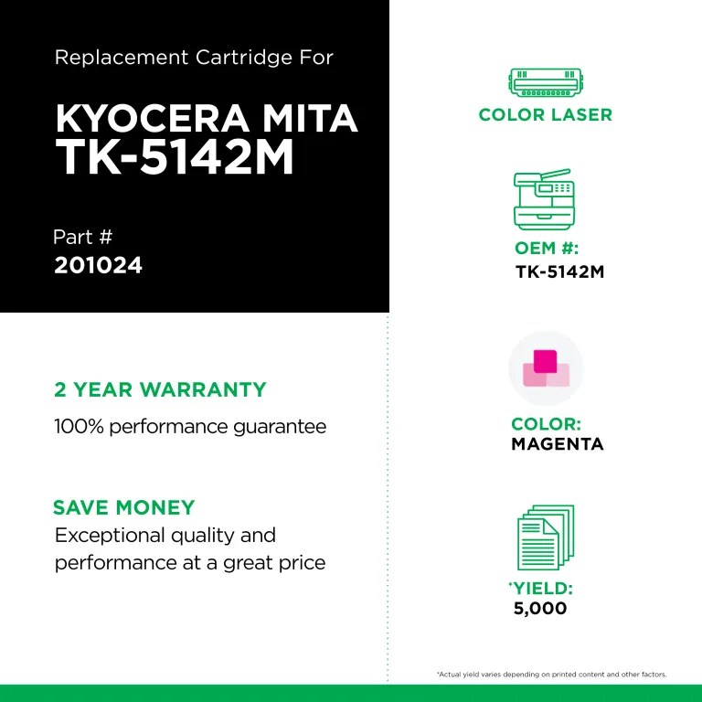 Clover Imaging Non-OEM New Magenta Toner Cartridge for Kyocera TK-5142M