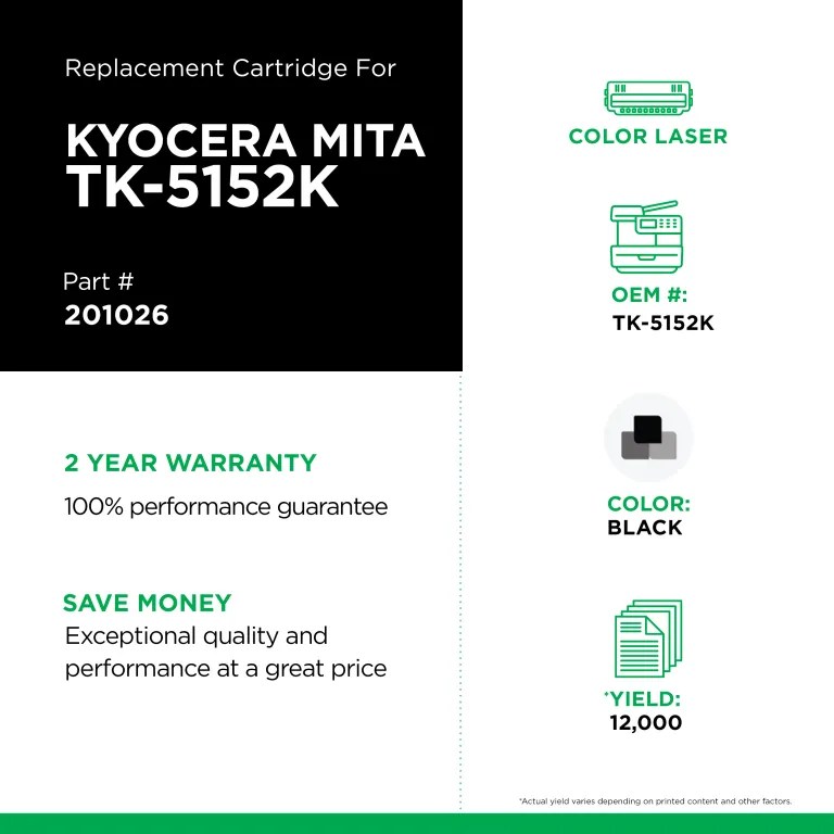 Clover Imaging Non-OEM New Black Toner Cartridge for Kyocera TK-5152K