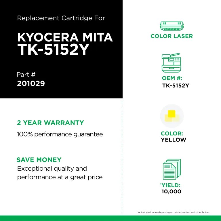 Clover Imaging Non-OEM New Yellow Toner Cartridge for Kyocera TK-5152Y