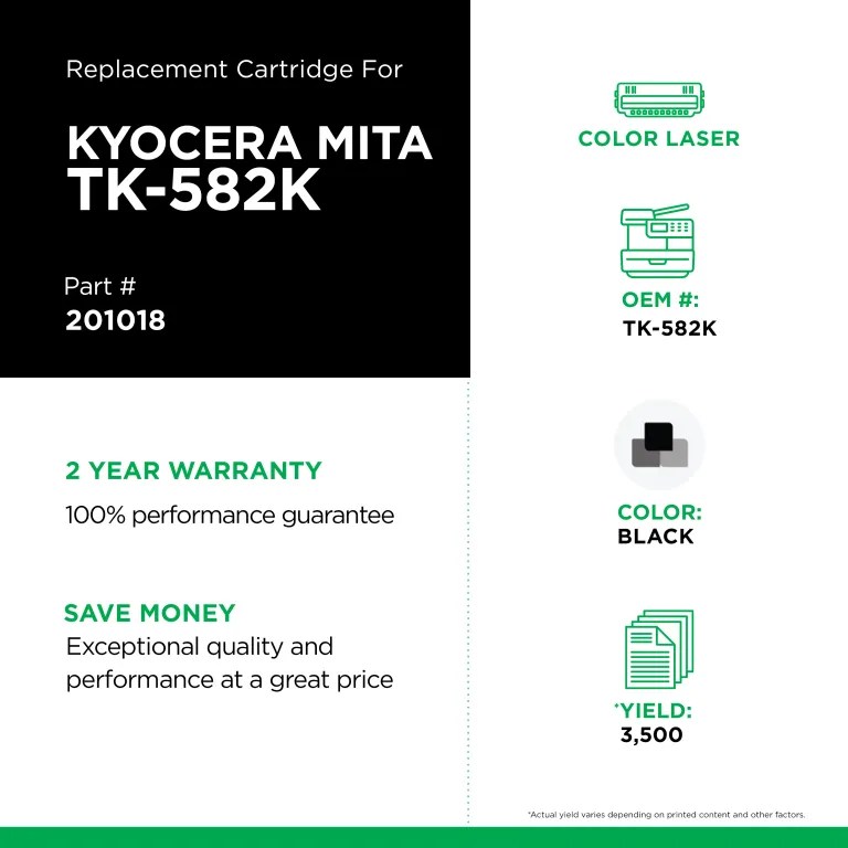 Clover Imaging Non-OEM New Black Toner Cartridge for Kyocera TK-582