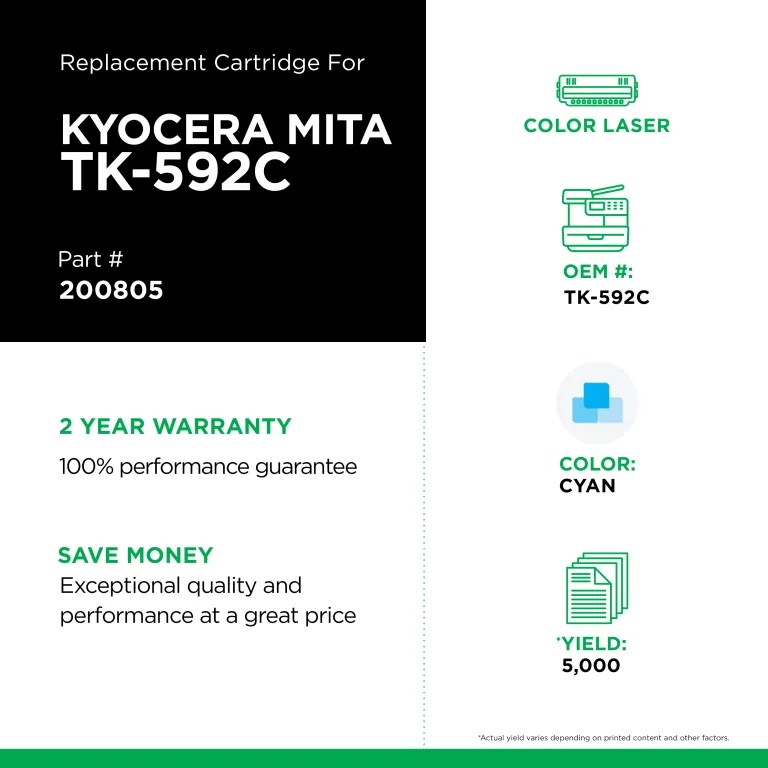 Clover Imaging Non-OEM New Cyan Toner Cartridge for Kyocera TK-592