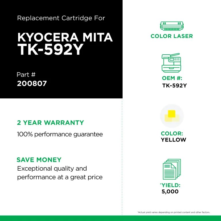Clover Imaging Non-OEM New Yellow Toner Cartridge for Kyocera TK-592