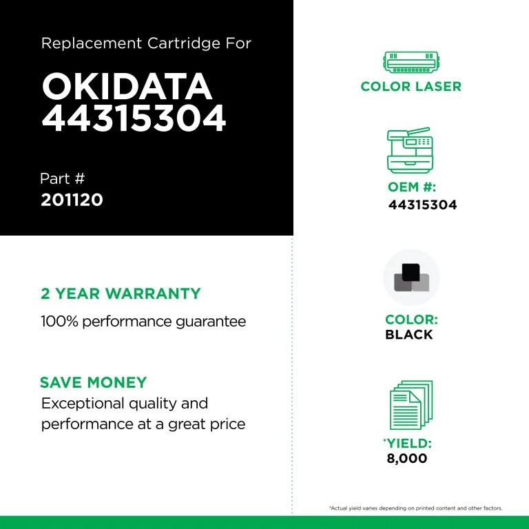 Clover Imaging Non-OEM New Black Toner Cartridge for OKI 44315304
