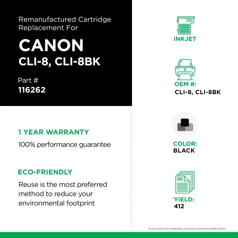 Clover Imaging Remanufactured Black Ink Cartridge for Canon CLI-8 (0620B002)