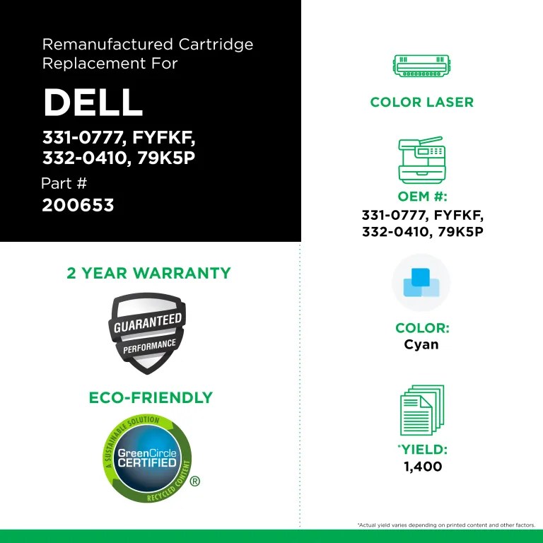 Clover Imaging Remanufactured High Yield Cyan Toner Cartridge for Dell 1250/C1760