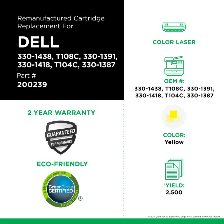 Clover Imaging Remanufactured High Yield Yellow Toner Cartridge for Dell 2130/2135