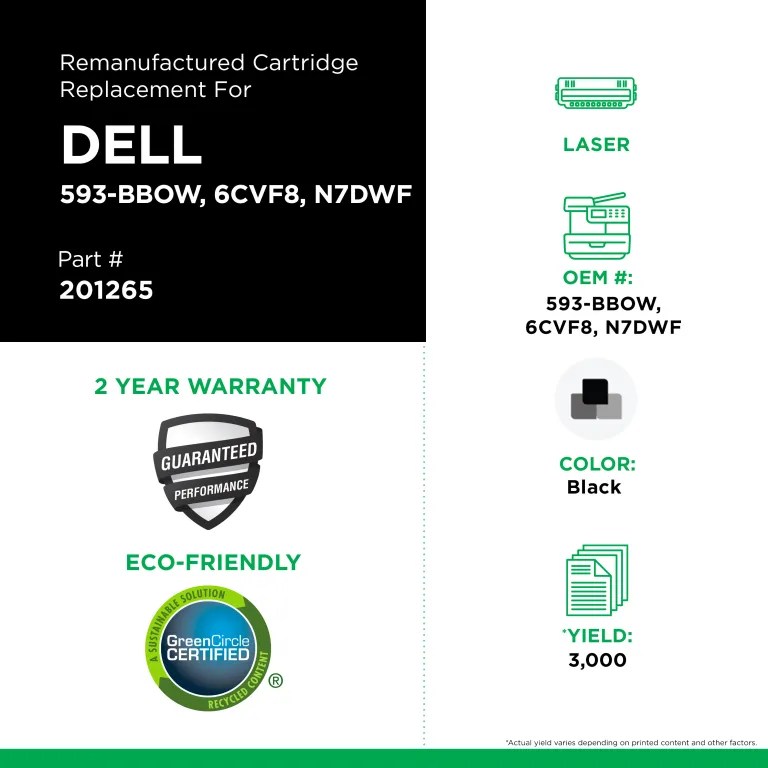 Clover Imaging Remanufactured High Yield Black Toner Cartridge for Dell H625