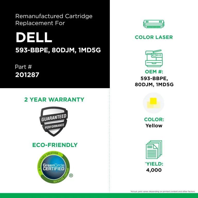 Clover Imaging Remanufactured Extra High Yield Yellow Toner Cartridge for Dell H825