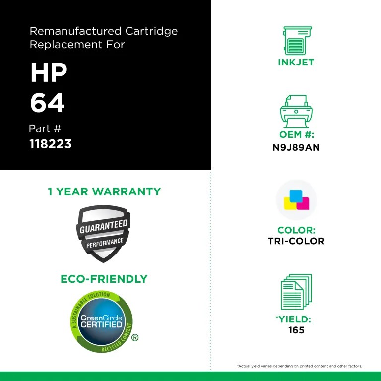 Clover Imaging Remanufactured Tri-Color Ink Cartridge for HP 64 (N9J89AN)