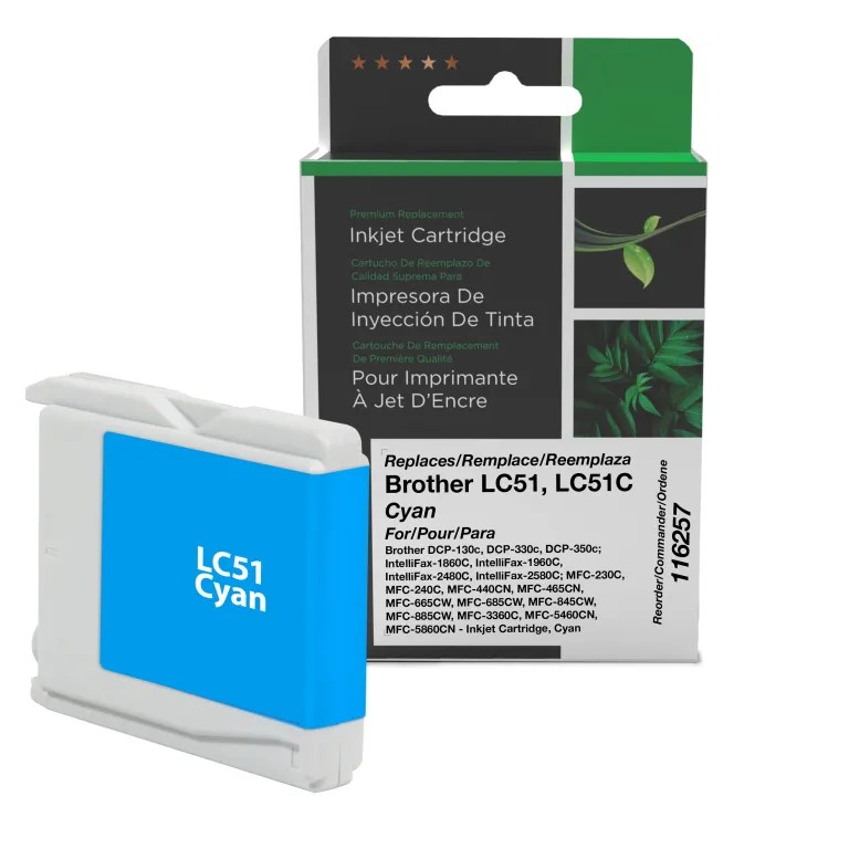 Clover Imaging Remanufactured Cyan Ink Cartridge for Brother LC51