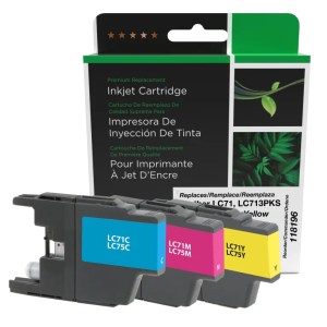 Clover Imaging Remanufactured Cyan, Magenta, Yellow Ink Cartridges for Brother LC71 3-Pack Clover Imaging Remanufactured Cyan, Magenta, Yellow Ink Cartridges for Brother LC71 3-Pack