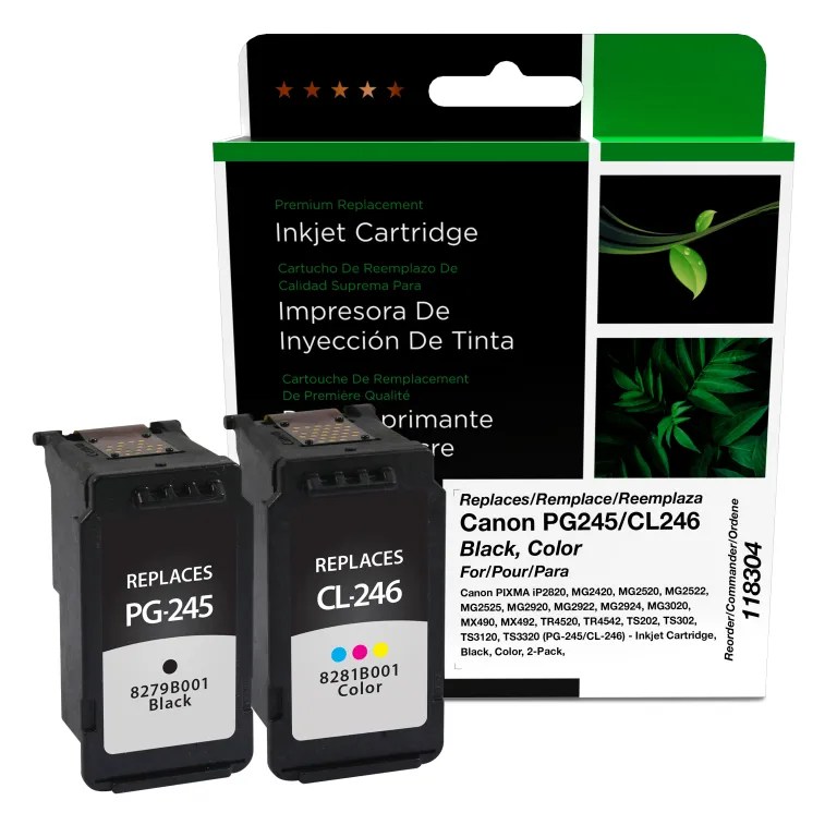 Clover Imaging Remanufactured Black, Color Ink Cartridges for Canon PG-245/CL-246 2-Pack