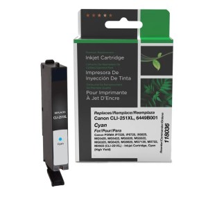 Clover Imaging Remanufactured High Yield Cyan Ink Cartridge for Canon CLI-251XL (6449B001) Clover Imaging Remanufactured High Yield Cyan Ink Cartridge for Canon CLI-251XL (6449B001)
