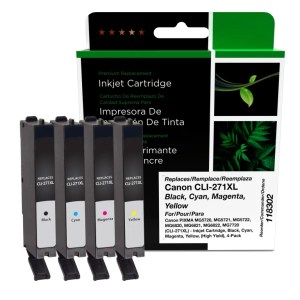 Clover Imaging Remanufactured High Yield Black, Cyan, Magenta, Yellow Ink Cartridges for Canon CLI-271XL 4-Pack Clover Imaging Remanufactured High Yield Black, Cyan, Magenta, Yellow Ink Cartridges for Canon CLI-271XL 4-Pack