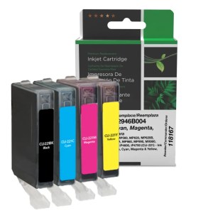 Clover Imaging Remanufactured Black, Cyan, Magenta, Yellow Ink Cartridges for Canon CLI-221 (2946B004) 4-Pack Clover Imaging Remanufactured Black, Cyan, Magenta, Yellow Ink Cartridges for Canon CLI-221 (2946B004) 4-Pack