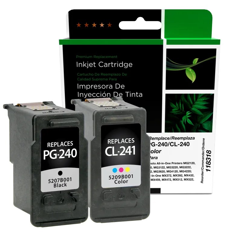 Clover Imaging Remanufactured Black, Color Ink Cartridges for Canon PG-240/CL-241