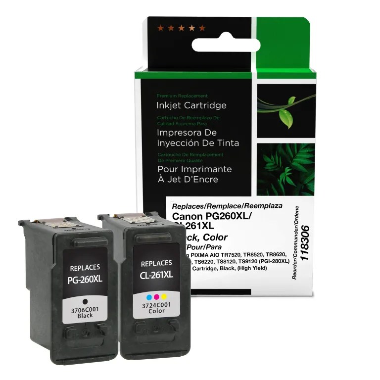Clover Imaging Remanufactured High Yield Black, Color Ink Cartridges for Canon PG-260XL/CL-261XL (3706C005) 2-Pack