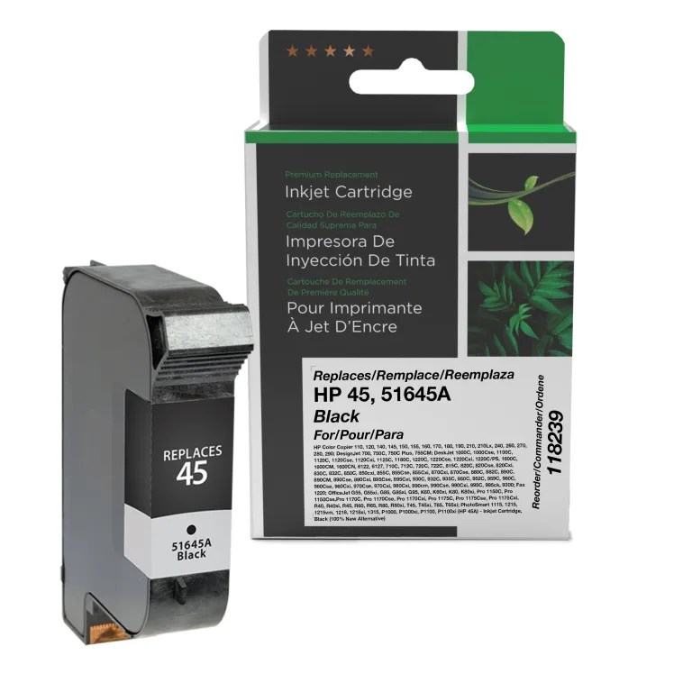 Clover Imaging Non-OEM New 100% New Alternative Black Ink Cartridge for HP 45 (51645A)