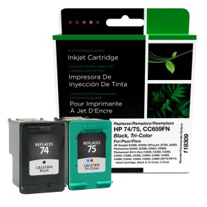 Clover Imaging Remanufactured Black, Tri-Color Ink Cartridges for HP 74/75 (CC659FN) Clover Imaging Remanufactured Black, Tri-Color Ink Cartridges for HP 74/75 (CC659FN)