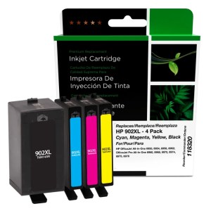 Clover Imaging Remanufactured High Yield Black, Cyan, Magenta, Yellow Ink Cartridges for HP 902XL 4-Pack Clover Imaging Remanufactured High Yield Black, Cyan, Magenta, Yellow Ink Cartridges for HP 902XL 4-Pack
