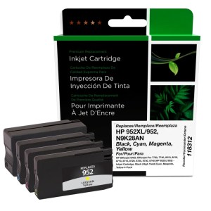Clover Imaging Remanufactured Black High Yield, Cyan, Magenta, Yellow Ink Cartridges for HP 952XL/952 (N9K28AN) 4-Pack Clover Imaging Remanufactured Black High Yield, Cyan, Magenta, Yellow Ink Cartridges for HP 952XL/952 (N9K28AN) 4-Pack