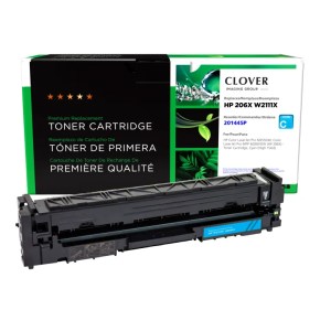 Clover Imaging Remanufactured High Yield Cyan Toner Cartridge (New Chip) for HP 206X (W2111X) Clover Imaging Remanufactured High Yield Cyan Toner Cartridge (New Chip) for HP 206X (W2111X)