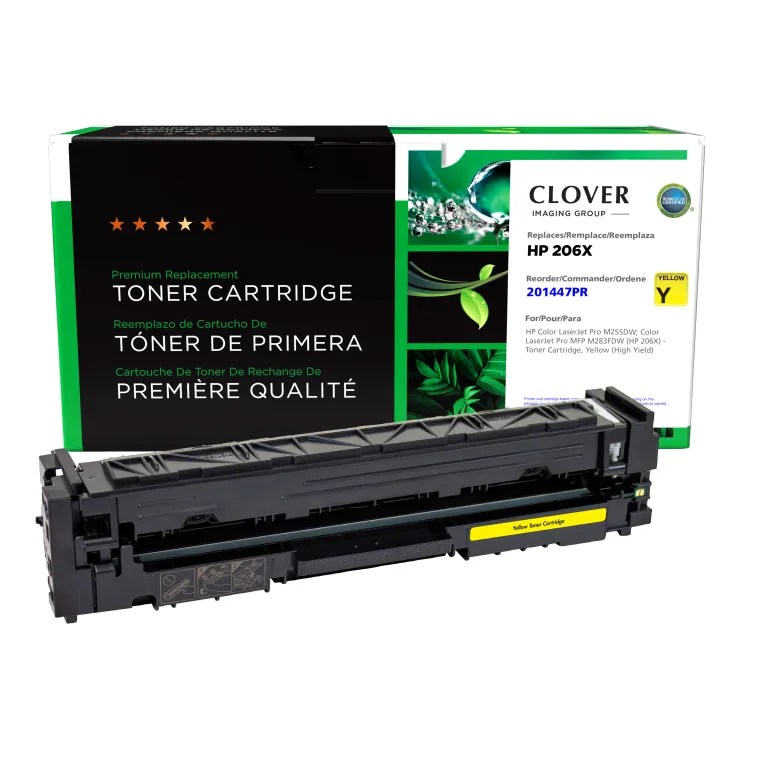 Clover Imaging Remanufactured High Yield Yellow Toner Cartridge (Reused OEM Chip) for HP 206X (W2112X)