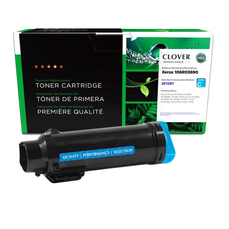 Clover Imaging Remanufactured Extra High Yield Cyan Toner Cartridge for Xerox 106R03690