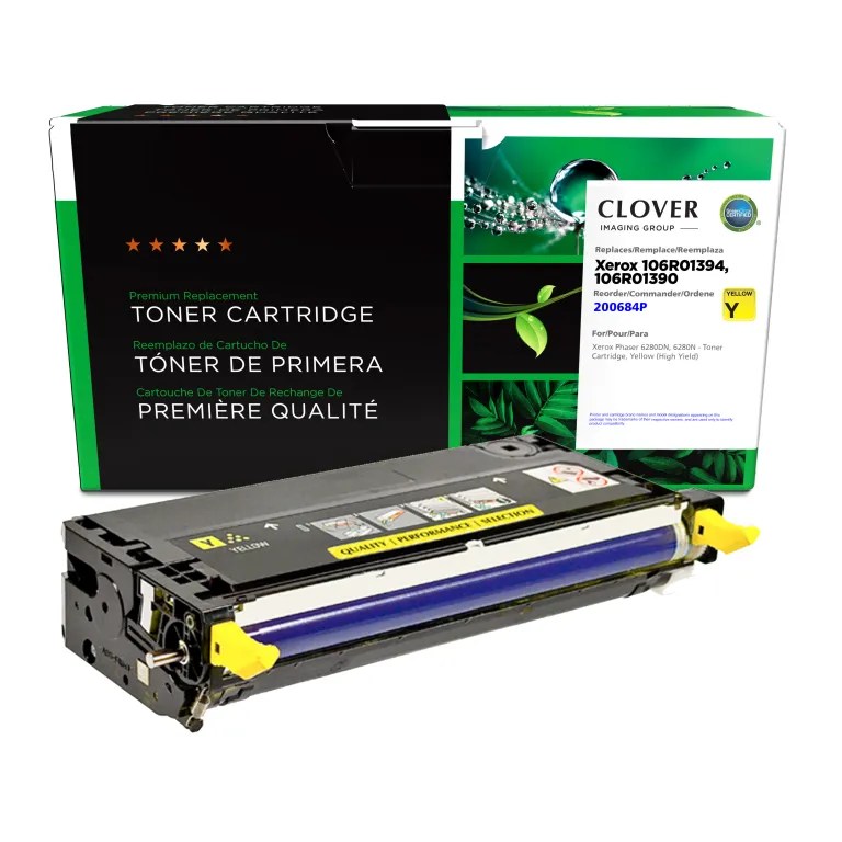 Clover Imaging Remanufactured High Yield Yellow Toner Cartridge for Xerox 106R01394/106R01390