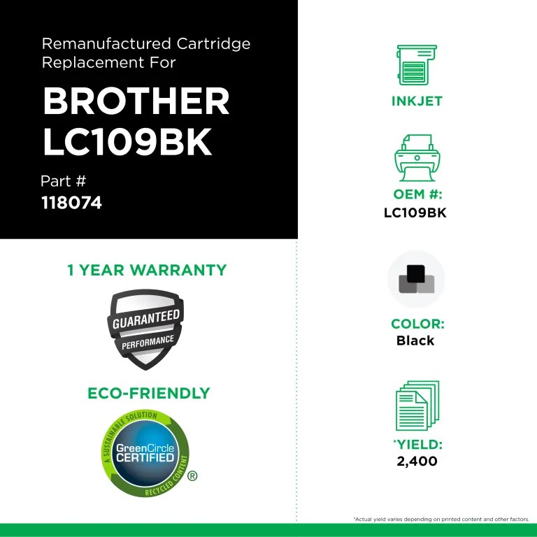 Clover Imaging Remanufactured Super High Yield Black Ink Cartridge for Brother LC109XXL