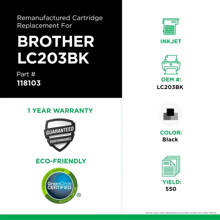 Clover Imaging Remanufactured High Yield Black Ink Cartridge for Brother LC203XL