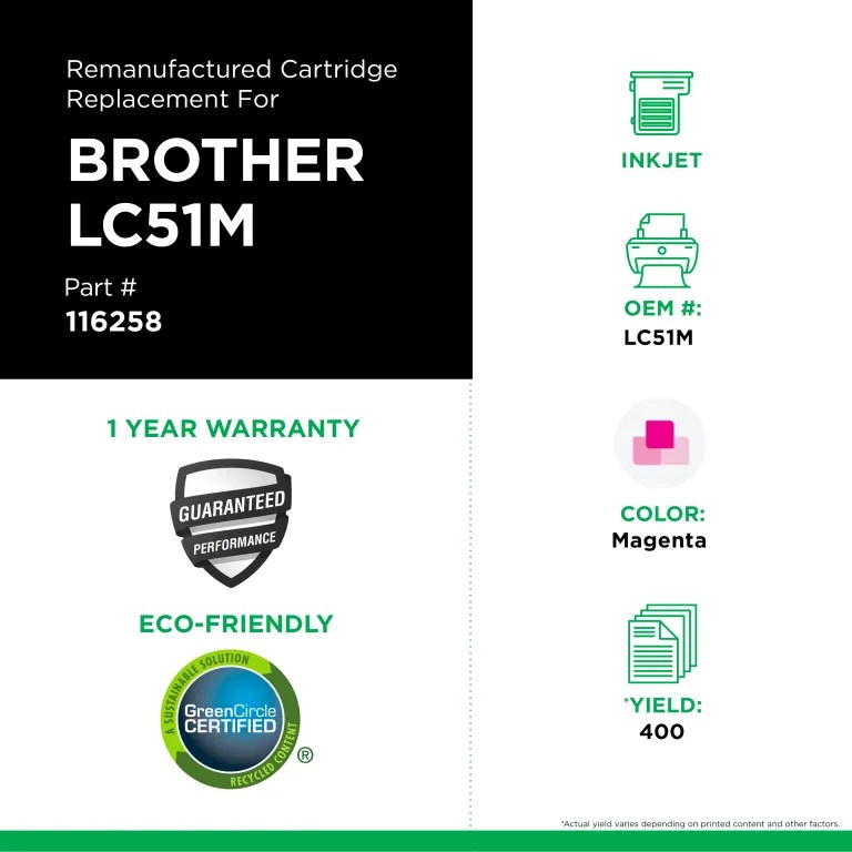 Clover Imaging Remanufactured Magenta Ink Cartridge for Brother LC51