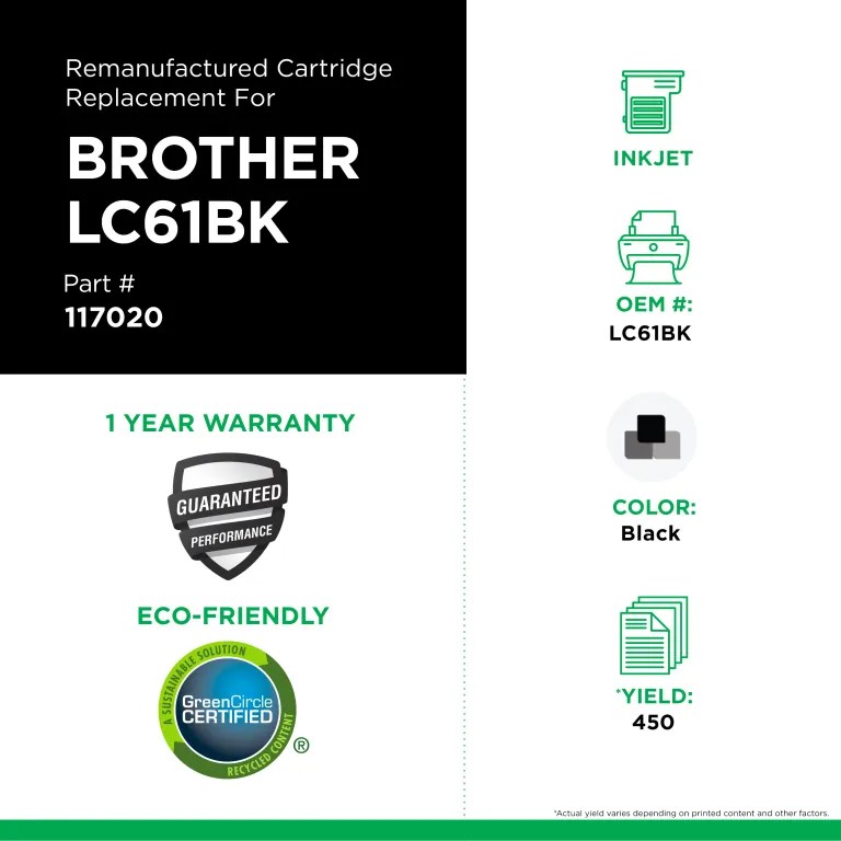 Clover Imaging Remanufactured Black Ink Cartridge for Brother LC61