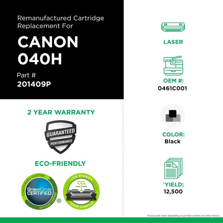 Clover Imaging Remanufactured High Yield Black Toner Cartridge for Canon 040H (0461C001)