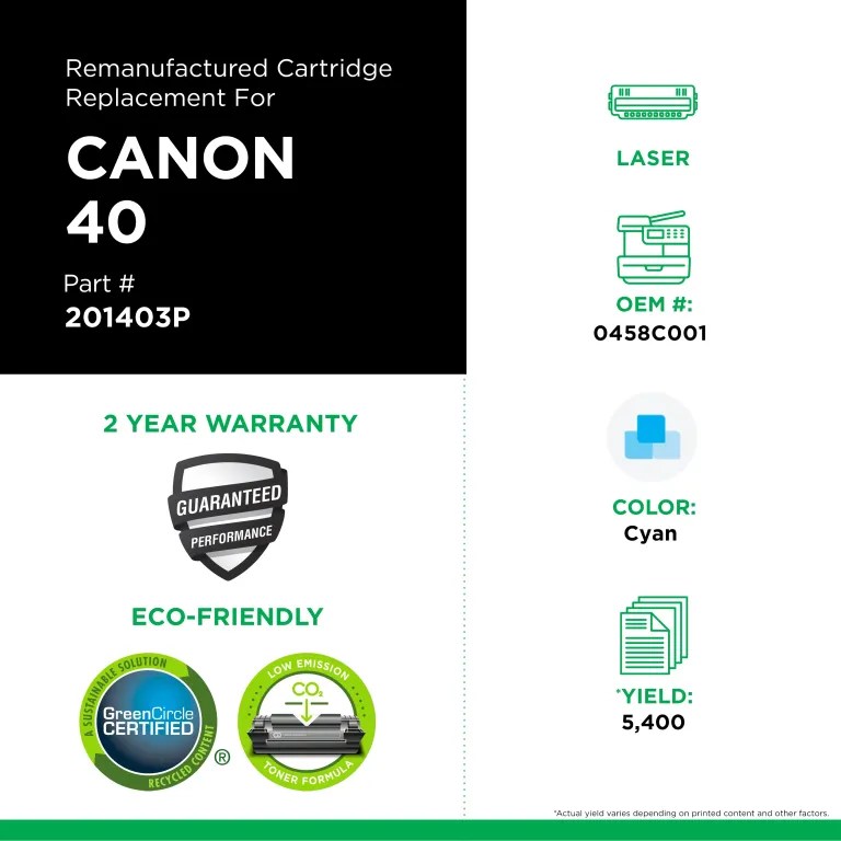 Clover Imaging Remanufactured Cyan Toner Cartridge for Canon 040 (0458C001)