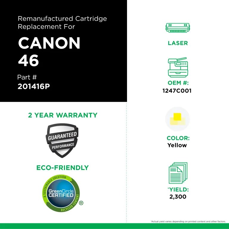 Clover Imaging Remanufactured Yellow Toner Cartridge for Canon 046 (1247C001)