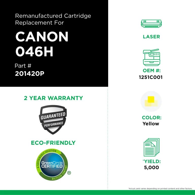 Clover Imaging Remanufactured High Yield Yellow Toner Cartridge for Canon 046H (1251C001)